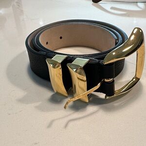 B-Low the Belt Black Leather Belt with Gold hardware size small